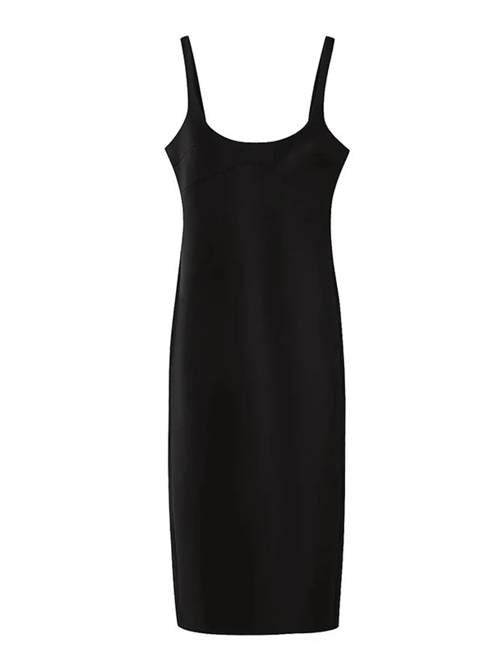 Sofia Back Slit Solid Midi Dress