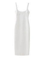 Sofia Back Slit Solid Midi Dress