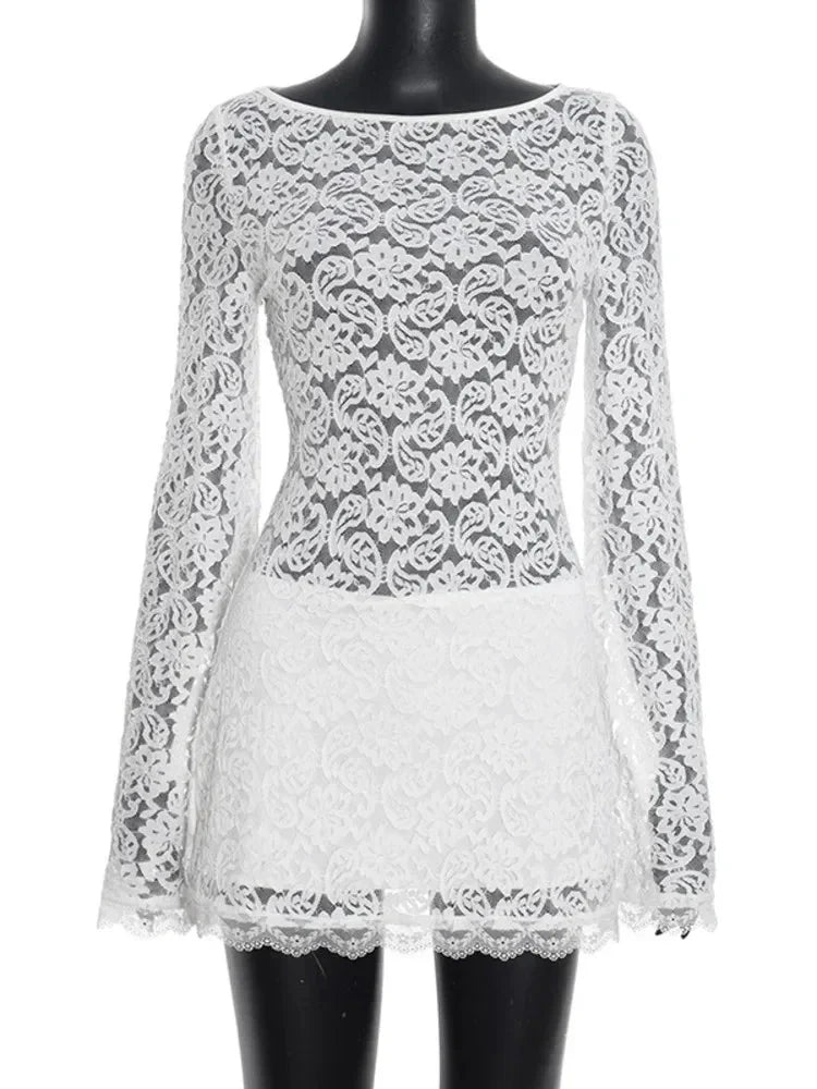 Sofia Lace Long Sleeve Mini Dress
