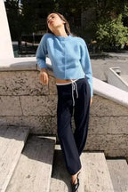 Soft Simple Round Neck Long Sleeve Cardigan