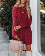 So In Love Knit Sweater Dress Dark Mauve