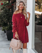 So In Love Knit Sweater Dress Dark Mauve