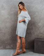 So In Love Knit Sweater Dress Heather Grey FINAL