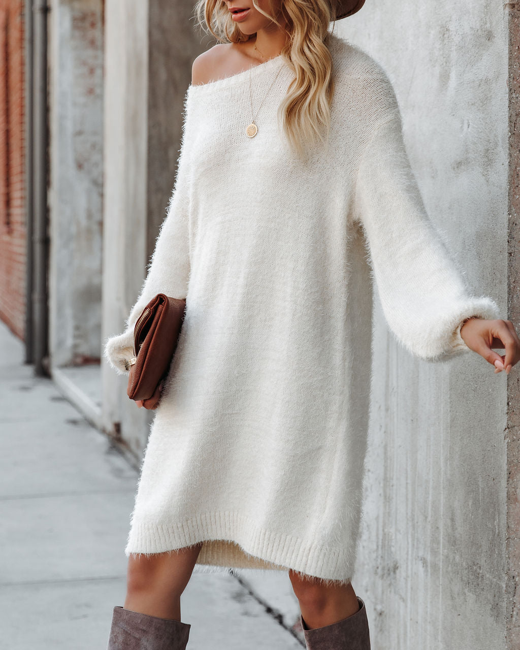 So In Love Knit Sweater Dress Ivory FINAL
