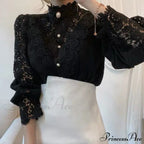 Solid Button Stand Collar Plus Size Blouse