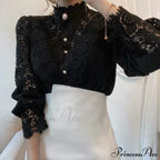 Solid Button Stand Collar Plus Size Blouse