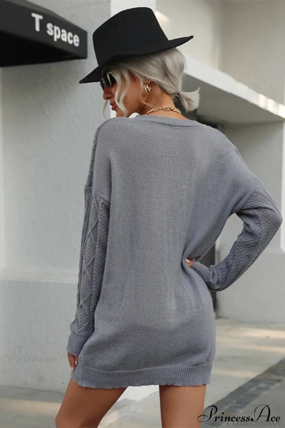 Solid Cable-Knit Wool Women's Mini Dress