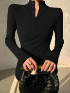 Solid Color Asymmetric Long Sleeve Sweater