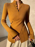 Solid Color Asymmetric Long Sleeve Sweater