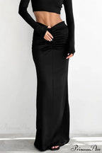 Solid Color High Waist Fishtail Slim Skirt