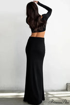 Solid Color High Waist Fishtail Slim Skirt