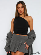 Solid Color One Shoulder Backless Candy Color Tight Sexy Sleeveless Neckless Slim Casual Tank top