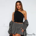 Solid Color One Shoulder Backless Candy Color Tight Sexy Sleeveless Neckless Slim Casual Tank top