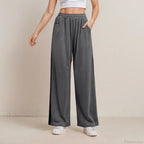 Solid Color Pocket Stretch Casual Pants