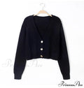 Solid Color Single-breasted Knit Cardigan