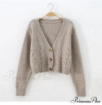 Solid Color Single-breasted Knit Cardigan