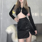 Solid Color Slim Split Mini Skirt