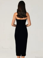 Solid Color Strapless Bodycon Party Dress