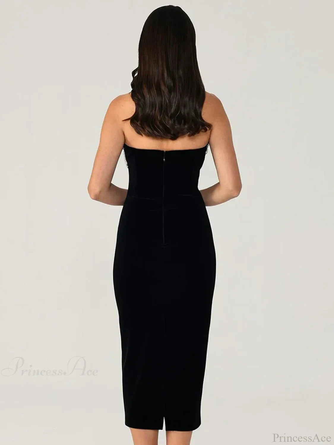 Solid Color Strapless Bodycon Party Dress