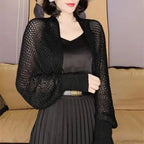 Solid Color Thin Sunscreen Korean Style Long Knit Cardigan