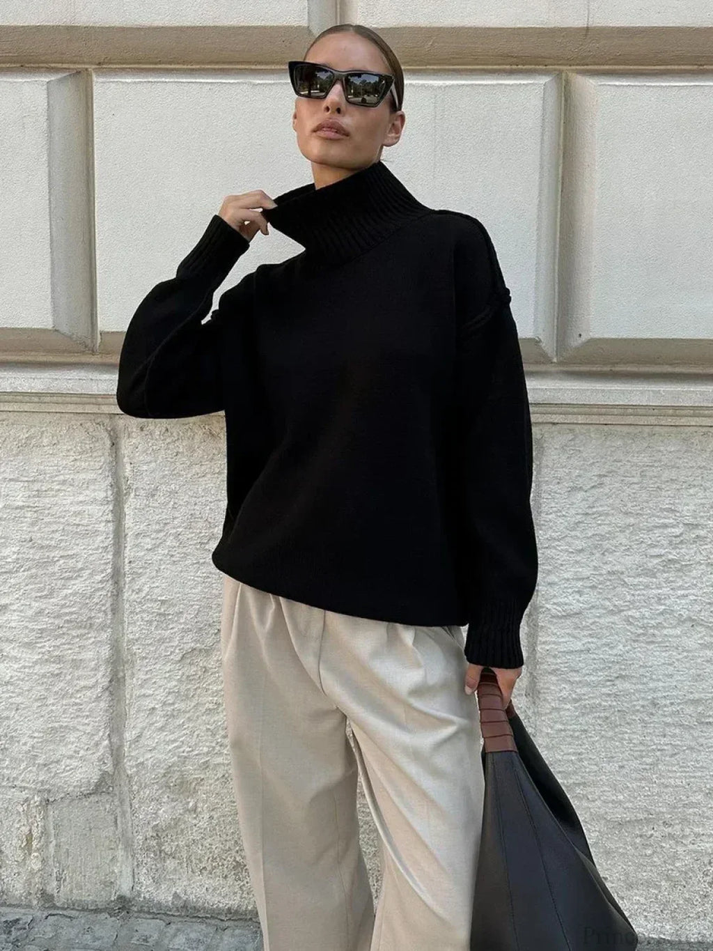 Solid Color Turtleneck Thick Loose Sweater