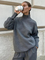 Solid Color Turtleneck Thick Loose Sweater
