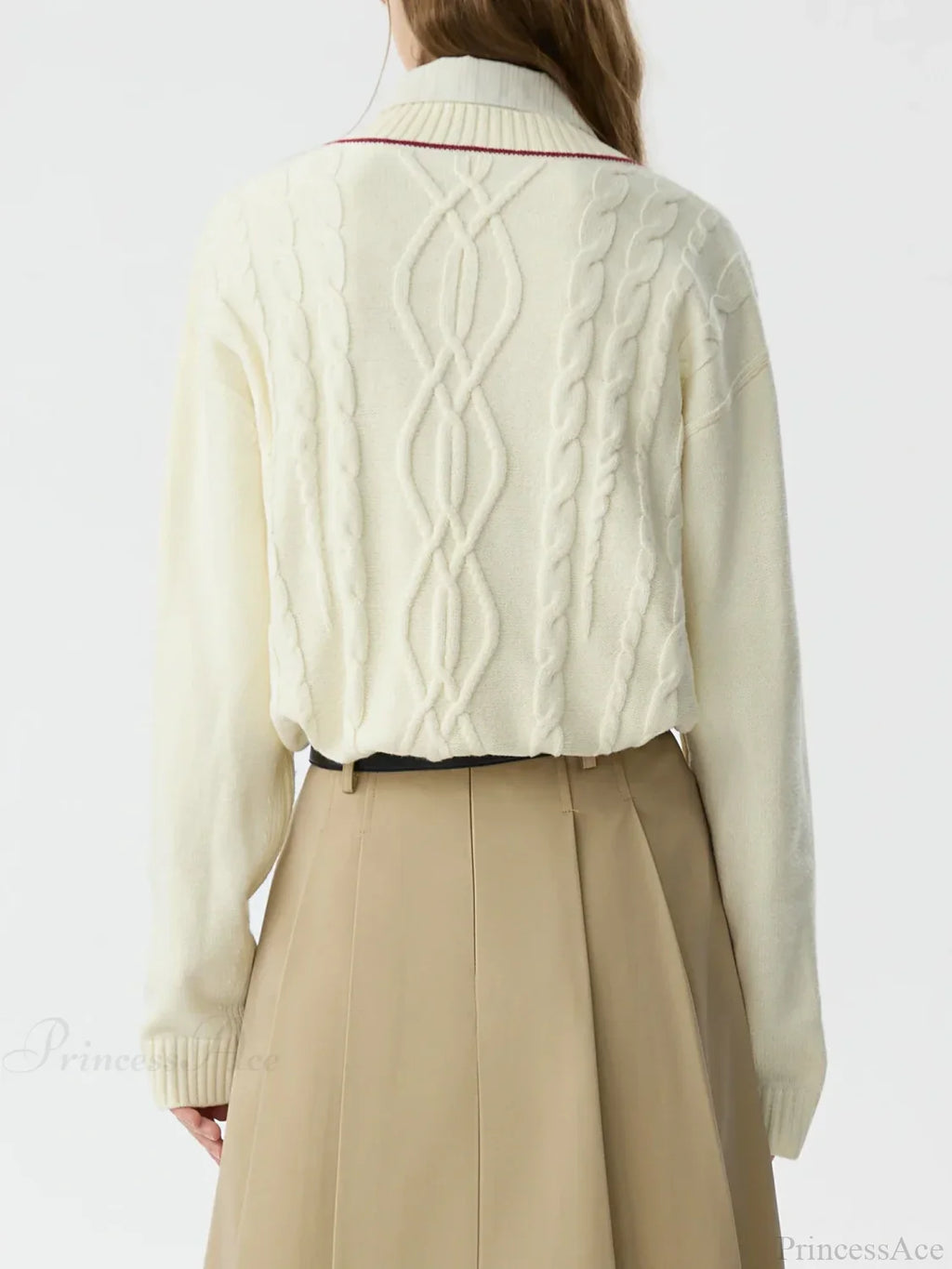 Solid Color Twisted Flower Pullover Sweater