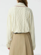 Solid Color Twisted Flower Pullover Sweater
