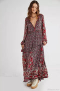 Solid Color V-neck Flare Sleeve Summer Boho Dress