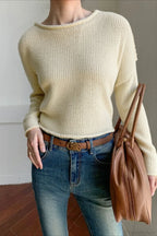 Solid Crewneck Long Sleeve Sweater