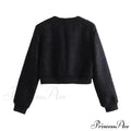 Solid Cropped Tweed Buttoned Round Neck Long Sleeve Short Autumn Stylish Chic Coat