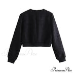 Solid Cropped Tweed Buttoned Round Neck Long Sleeve Short Autumn Stylish Chic Coat