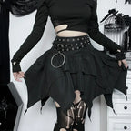 Solid Drawstring Ruched Mini Skirt