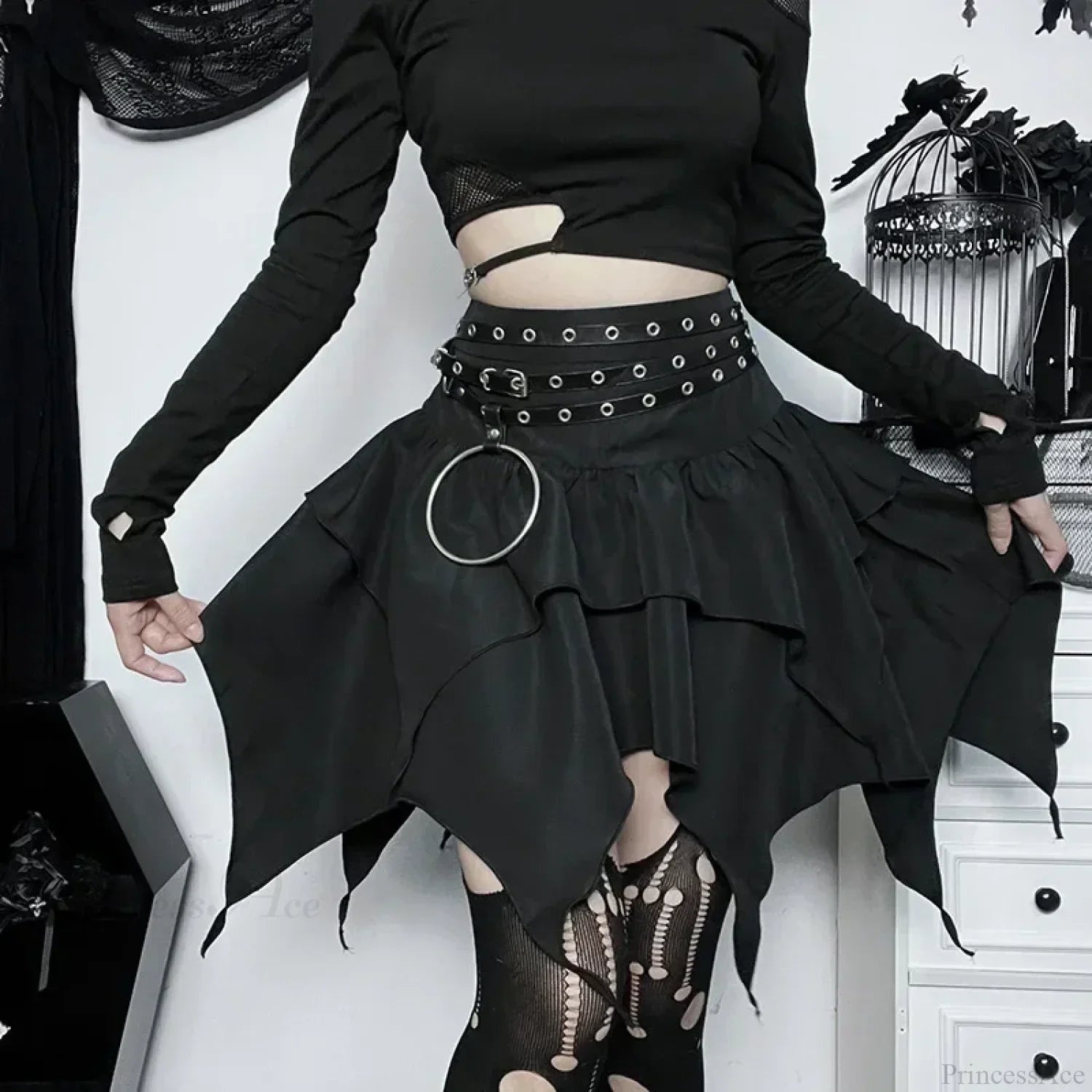 Solid Drawstring Ruched Mini Skirt