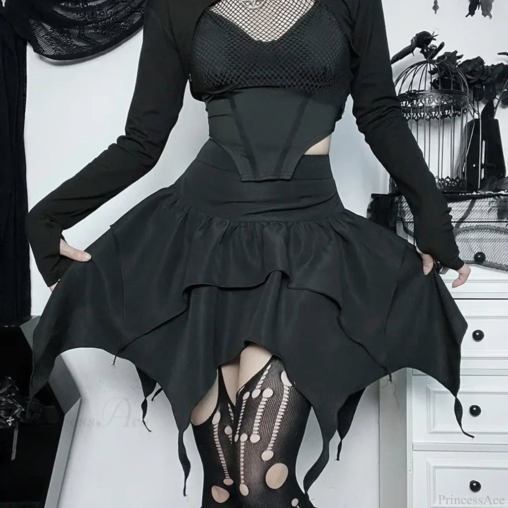 Solid Drawstring Ruched Mini Skirt