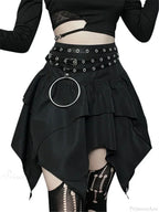 Solid Drawstring Ruched Mini Skirt