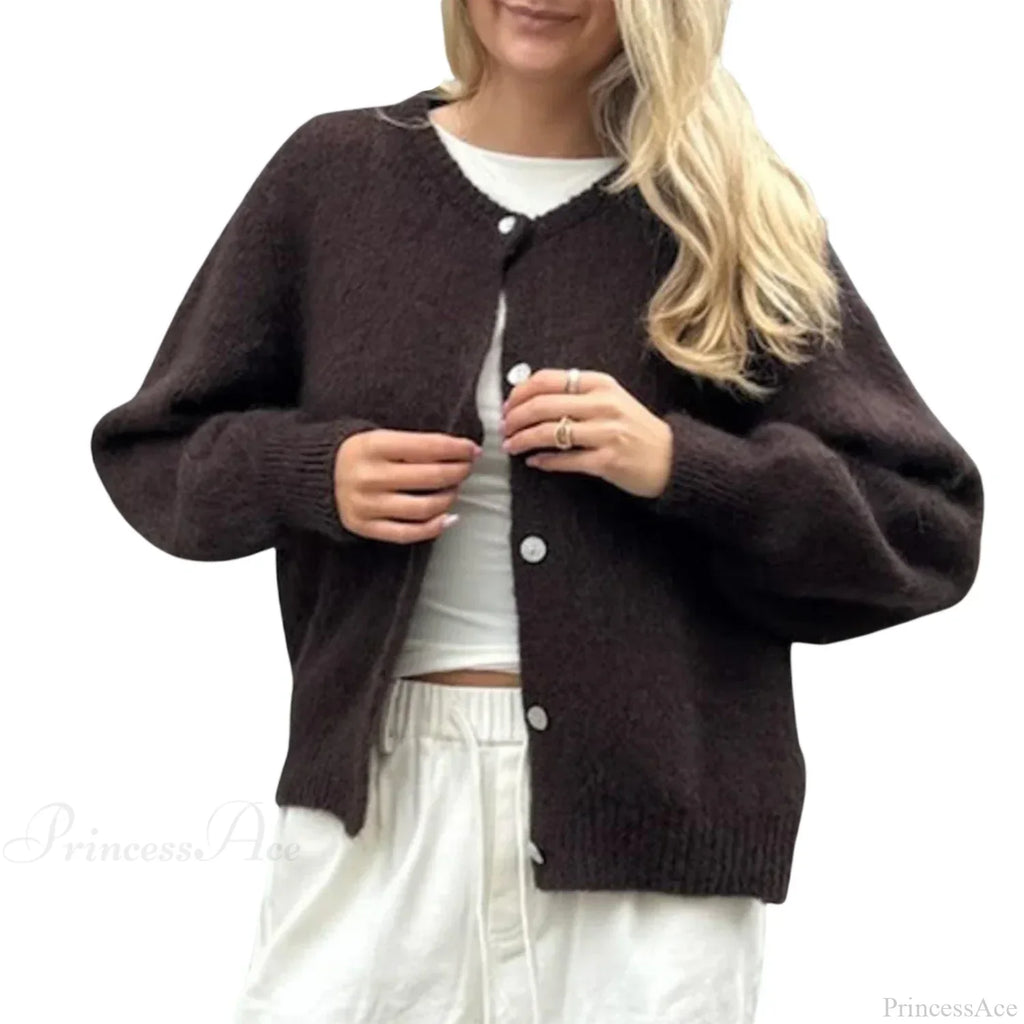 Solid Fuzzy Button Down Knit Cardigan