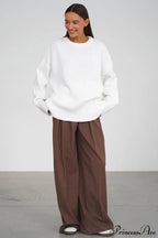 Solid Knit Crew Neck Sweater