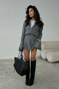 Solid Knit Minimalist Bodycon Cardigan Two Piece Set
