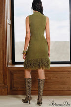 Solid Knit Tassel Bodycon Mini Dress