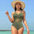 Solid Mesh V-neck One Piece Set