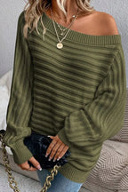 Solid Off-the-Shoulder Batwing Sleeve Sweater