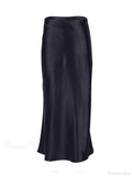 Solid Purple Satin Silk Skirt