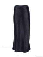 Solid Purple Satin Silk Skirt