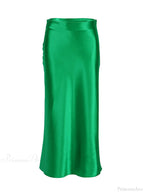 Solid Purple Satin Silk Skirt