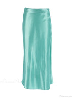 Solid Purple Satin Silk Skirt