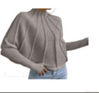 Solid Round Neck Batball Sleeve Loose Sweater