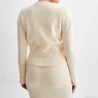 Solid Round Neck Single Breasted Y2K Style Knit Cardigan