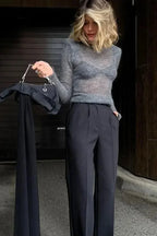 Solid Round Neck Thin Bodycon Sweater