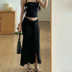 Solid Ruffles Bandage Street Skirt